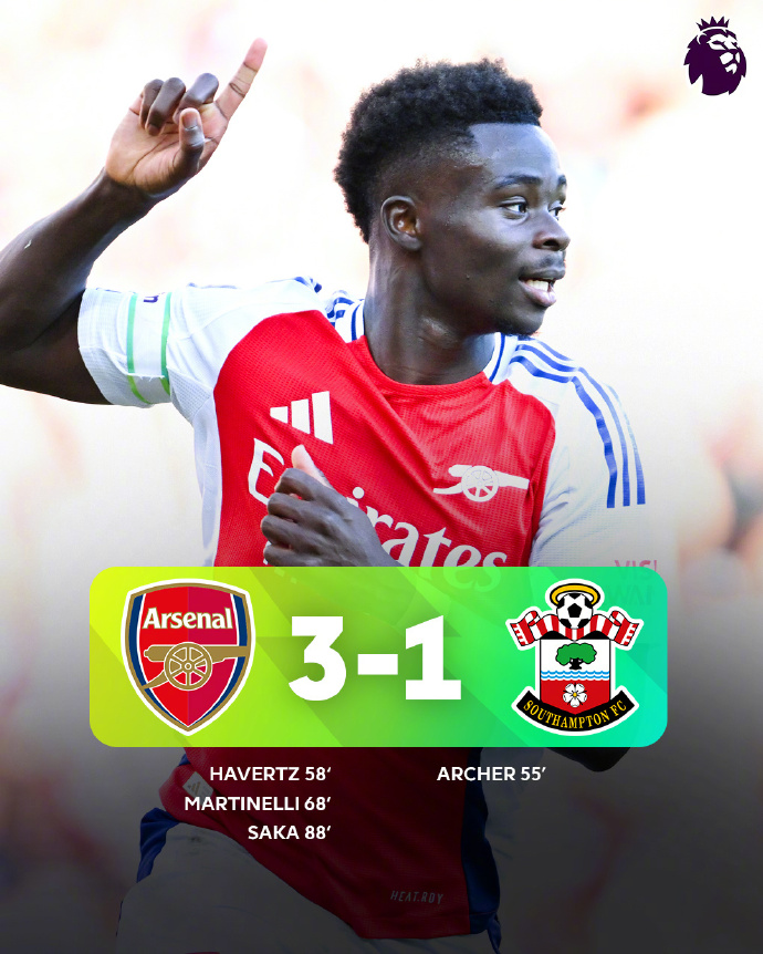 FB体育官方网站-阿森纳迎战南安普顿,势必要取得三分